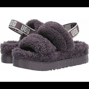NEW UGG Oh Fluffita Sheepskin Women's Slipper Slide Sandals Gray